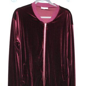 L.A. Hearts Burgundy Maroon Velour Velvet Track Lightweight Jacket